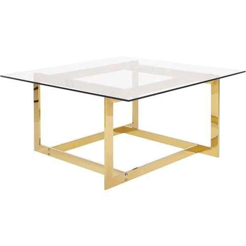 Table Basse Verre, Cadre Métal Doré, Style Glamour - Vue principale