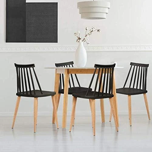 Détail de Chaises Lily Noires, Lot de 4, Salle à Manger