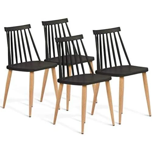 Chaises Lily Noires, Lot de 4, Salle à Manger - Vue principale