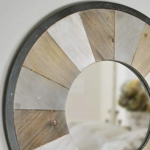 Zoom sur Miroir Bois Rustique Motif Aigle FirsTime Naturel