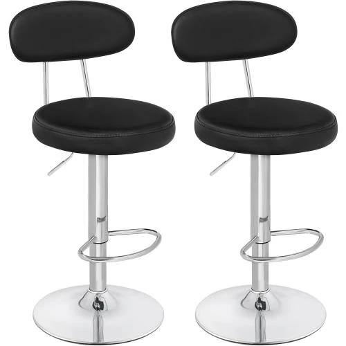 Tabourets de Bar HOOBRO, Lot de 2, Noir, Réglables - Vue principale