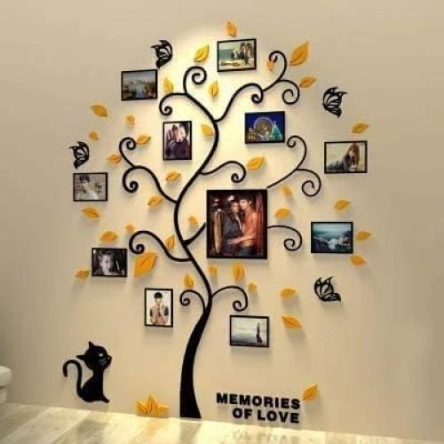 Détail de Autocollants muraux 3D Nhomy, arbre généalogique, noir, orange, jaune