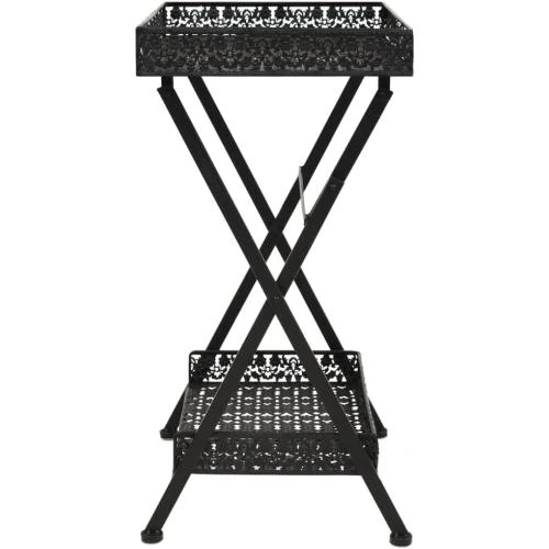 Zoom sur Table à Thé Pliante Vintage, Métal Noir, Cuisine