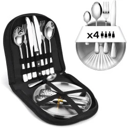 Ensemble couverts camping 23 pièces Wasavi, acier inoxydable