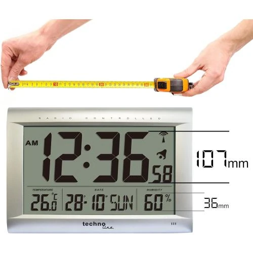 Zoom sur Horloge Radio Pilotée Techno Line WS8009 Gris