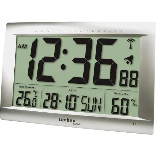 Horloge Radio Pilotée Techno Line WS8009 Gris - Vue principale
