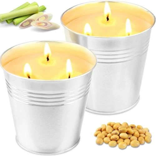 Bougies citronnelle parfumées, lot 2, 200 heures combustion - Vue principale