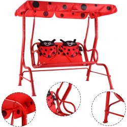 Giantex Balancelle Jardin Enfants, Bleu, Pare-Soleil en situation