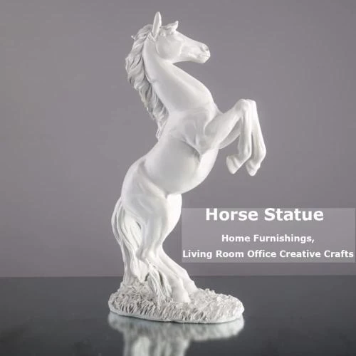 Détail de Figurine Cheval Résine, Sculpture Moderne Décoration Blanc