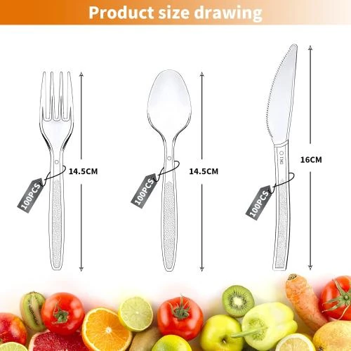 Détail de Couverts Plastique Réutilisables YushengTai, 300pcs