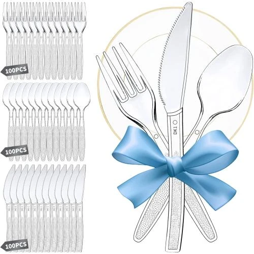 Couverts Plastique Réutilisables YushengTai, 300pcs - Vue principale