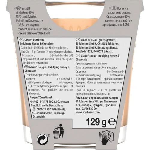 Zoom sur Bougies parfumées miel, chocolat, lot de 6 Glade