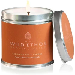 Bougie parfumée éthos naturels, citronnelle, gingembre, étain