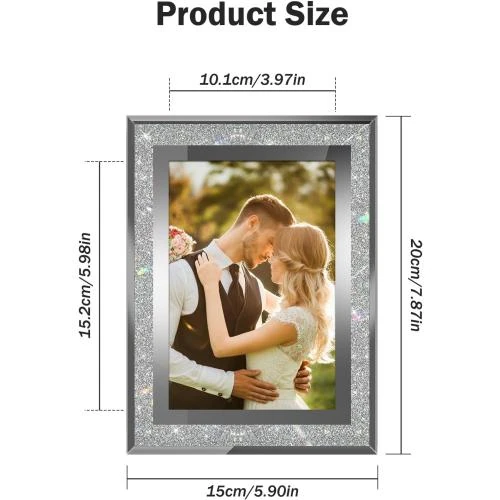 Détail de Cadres photo en verre pailleté Simdao, lot de 2