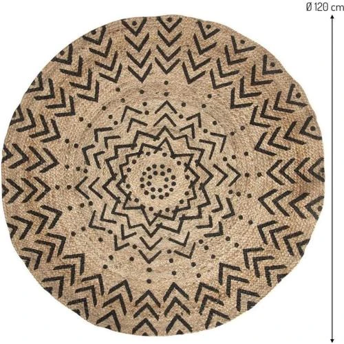 Détail de Tapis Rond Jute Ethnique Atmosphera, Deux Motifs