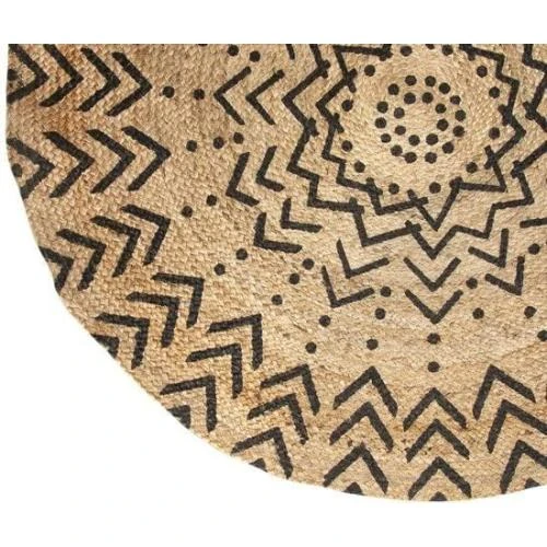 Zoom sur Tapis Rond Jute Ethnique Atmosphera, Deux Motifs