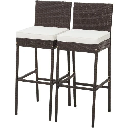 Tabourets de Bar Rotin Lot de 2, Chaise Extérieure Confortable - Vue principale