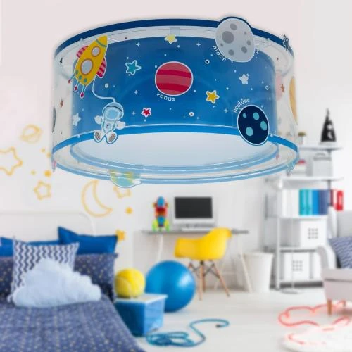 Détail de Plafonnier enfant Planets système solaire bleu, Dalber
