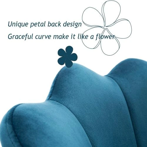 Zoom sur Chaise Coquillage Confortable Wahson en Fausse Fourrure avec Pieds Dorés