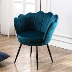 Chaise Coquillage Confortable Wahson en Fausse Fourrure avec Pieds Dorés