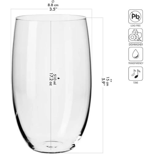 Détail de Krosno Verres Eau Long Drink, Lot de 6, Collection Blended