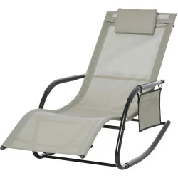 Chaise Longue Bascule Ergonomique Outsunny, Gris Clair