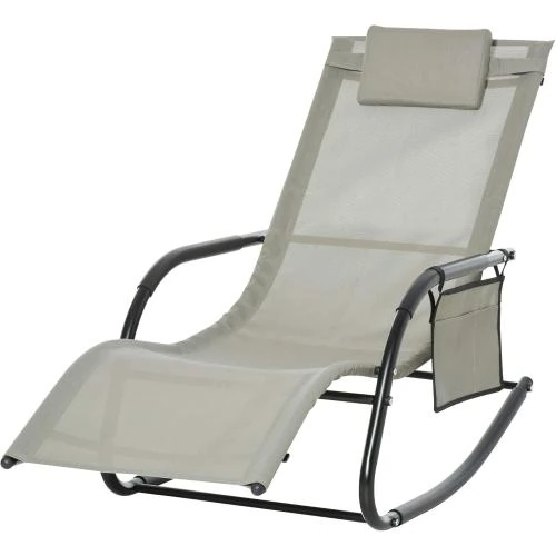 Chaise Longue Bascule Ergonomique Outsunny, Gris Clair - Vue principale
