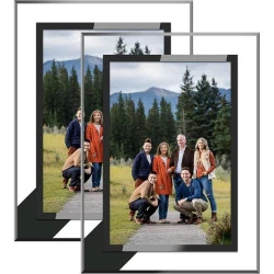 Cadres photo A4 en verre autoportant, argentés, décoratifs