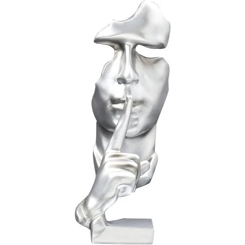 Zoom sur Statue moderne Edison Murphy, figurine abstraite décorative argent