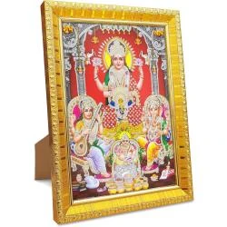 Cadre photo Laxmi, Ganesh, Saraswati, Dhan Kuber, décoration intérieure