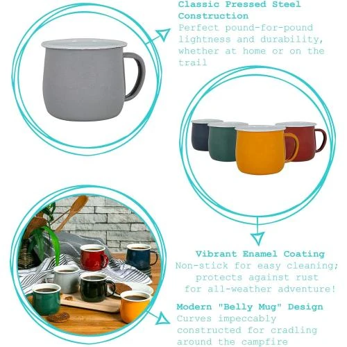 Détail de Tasses Email Colorées Argon Tableware, Camping, 375ml