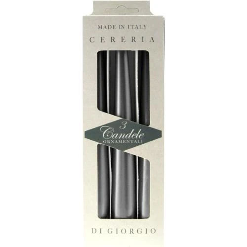 Zoom sur Bougies Coniques Argent, Cire, Cereria de Giorgio, Lot 3