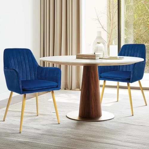 Zoom sur Lot de 2 Fauteuils Modernes en Velours pour Salon et Cuisine
