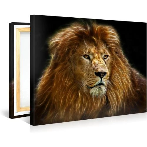 Détail de Impression Giclée Lion, Toile Tendu, Tableau Contemporain