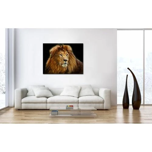 Zoom sur Impression Giclée Lion, Toile Tendu, Tableau Contemporain