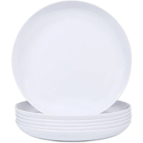 Assiettes à pâtes incassables, mélamine, blanc, lot 6 - Vue principale