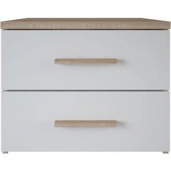 Table de Chevet Demeyere Selena Scandinave, 2 Tiroirs, Chêne Blanc