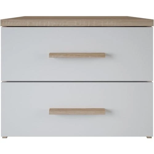 Table de Chevet Demeyere Selena Scandinave, 2 Tiroirs, Chêne Blanc - Vue principale
