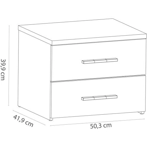 Zoom sur Table de Chevet Demeyere Selena Scandinave, 2 Tiroirs, Chêne Blanc