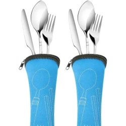 Coutellerie Portable EQLEF, 2 Couverts Acier Inoxydable
