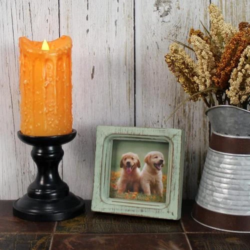Zoom sur Cvhome deco, cadre photo bois massif vintage, bleu sarcelle