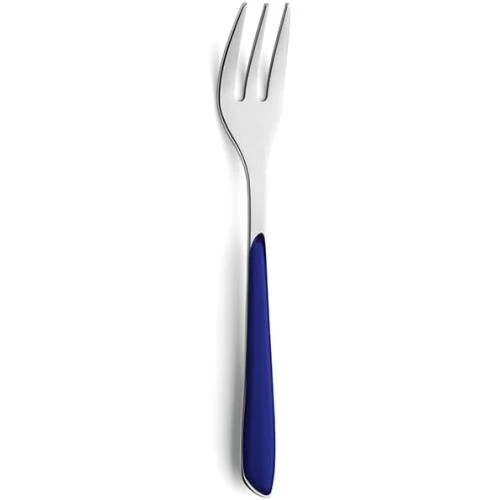 Détail de Kuppels, 6 fourchettes gâteau inox, bols plastique bleu indigo