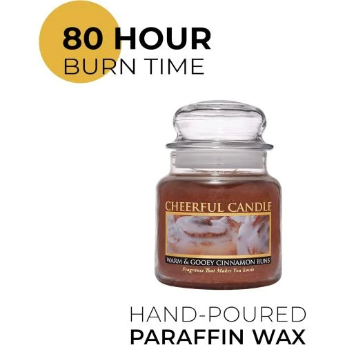 Zoom sur Bougie Gooey Cannelle Marron, Chaleureux, Sympathique