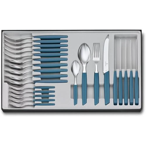 Victorinox Menagere 24 pièces, Couteaux Tranchants, Bleu - Vue principale