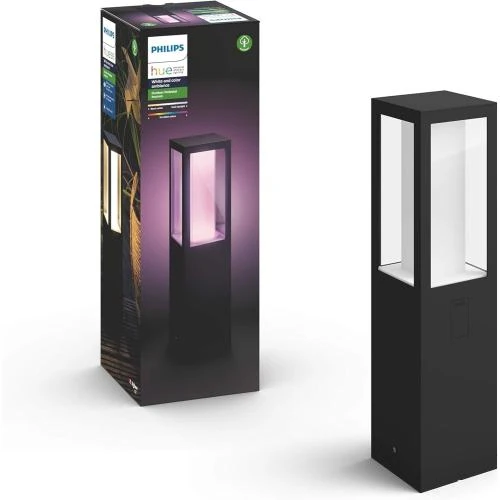 Philips Hue Borne Extérieure Noire, Ambiance Couleur, Alexa, Google Assistant - Vue principale