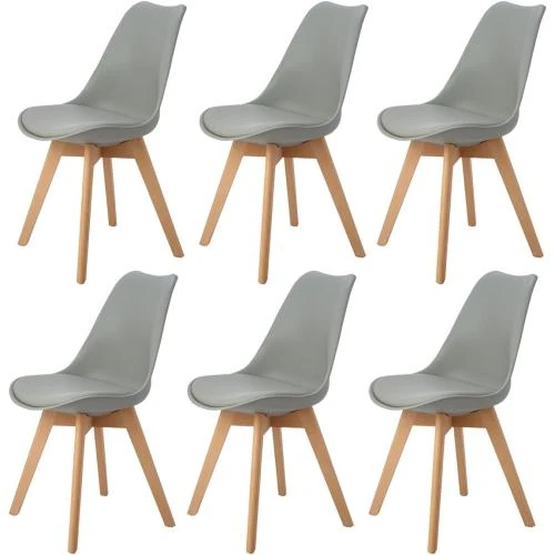 Chaises de Cuisine Rembourrées Dorafair, Bois Massif, Gris - Vue principale