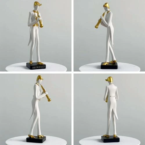 Détail de Figurine Musicien HAUCOZE, Sculpture Résine Moderne Décor