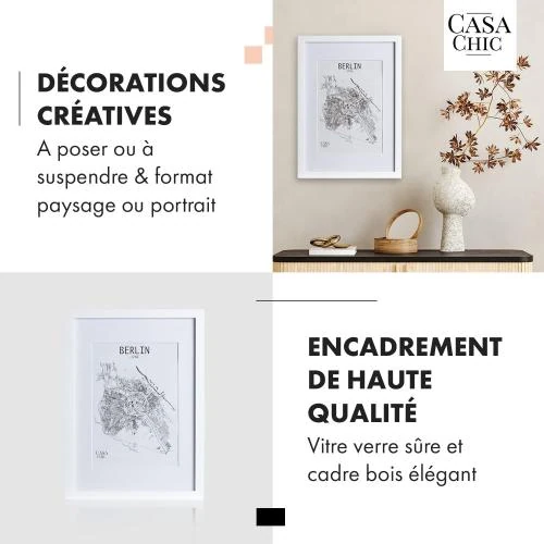 Zoom sur Cadre Photo Bois Casa Chic, Décoration Murale Élégante