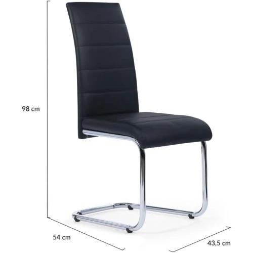 Zoom sur Lot 4 Chaises MIA Noires Salle à Manger Design