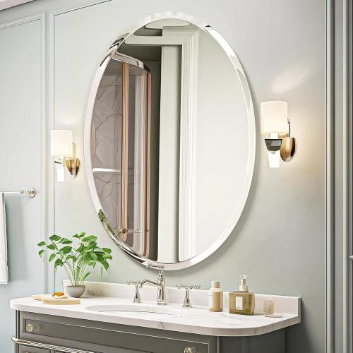 Miroir Mural Ovale Décoratif Salle de Bain, Moderne - Vue principale